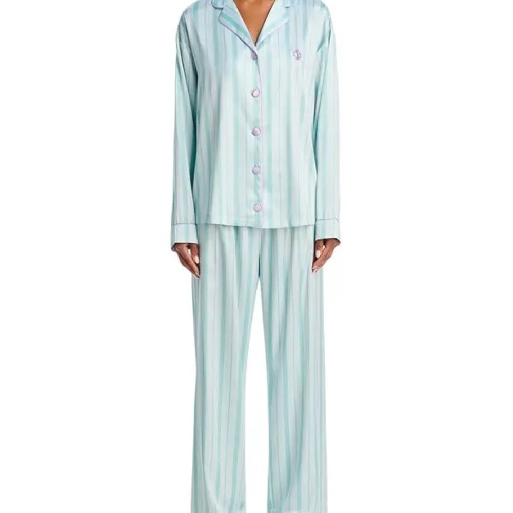 Aqua Striped Long Sleeve Pajama Set